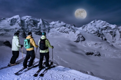Skiën bij volle maan in Diavolezza Sankt Moritz